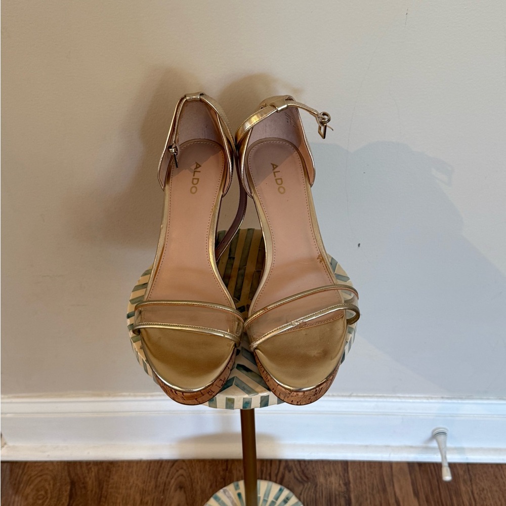 Aldo Metallic Gold Strappy Heels